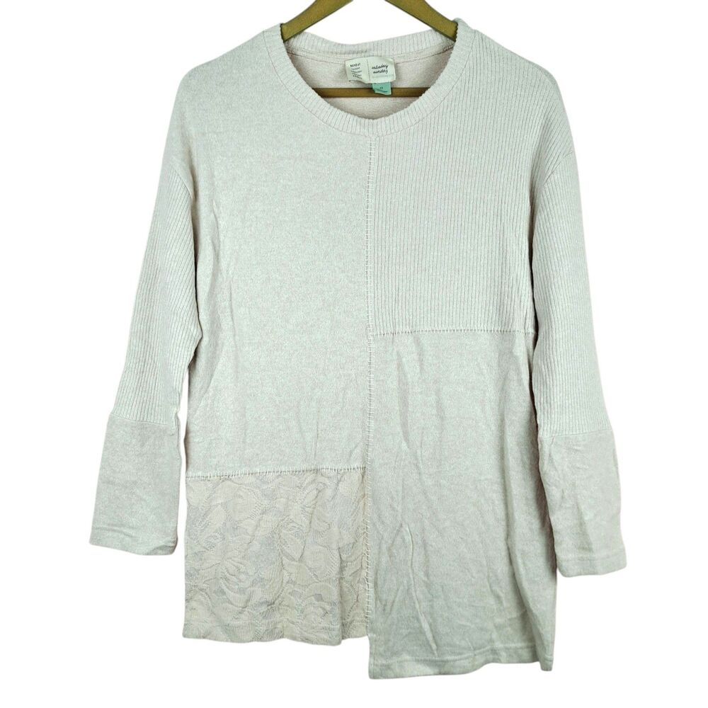 Saturday Sunday By Anthropologie Sweater Asymmetrical Soft Size XS Beige